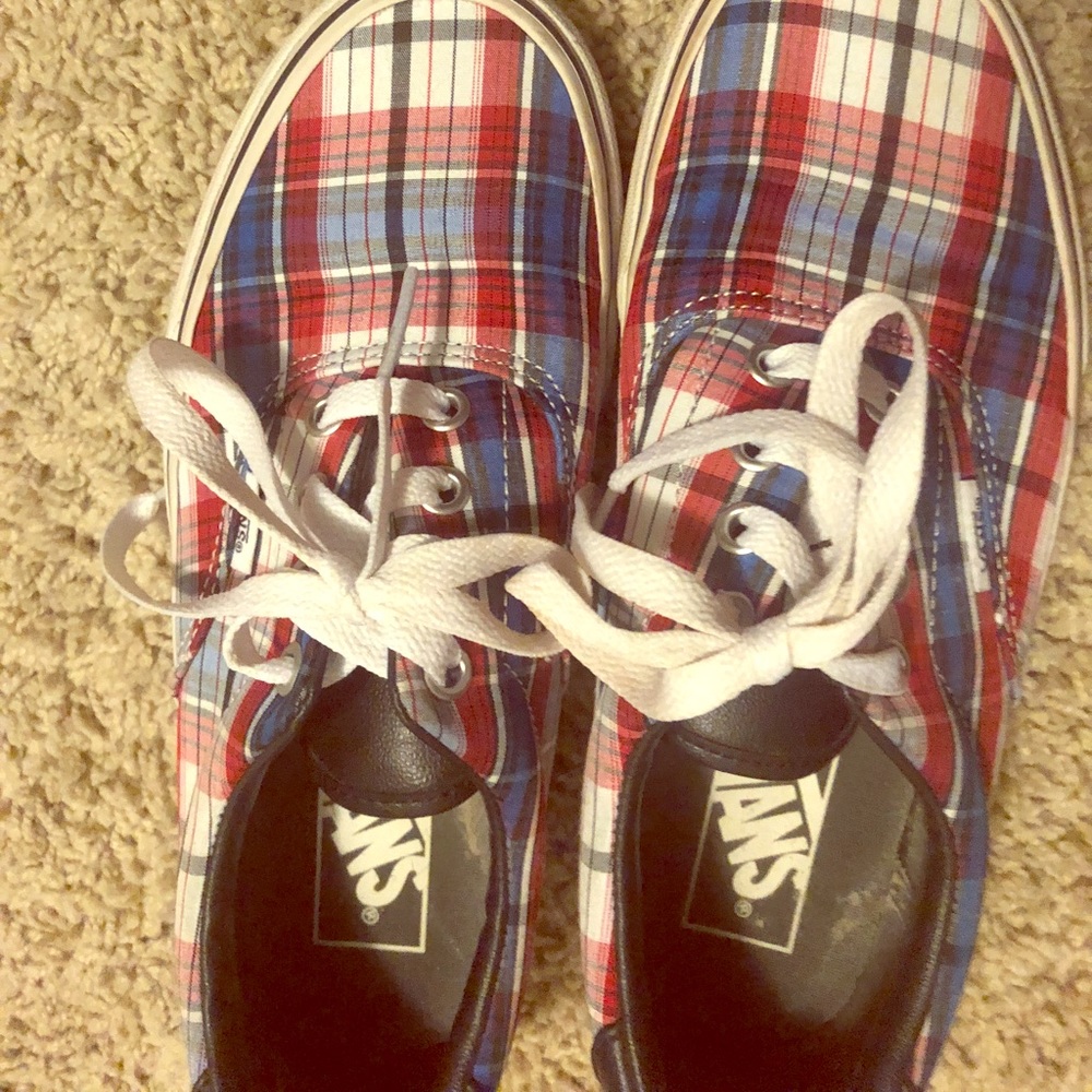 Plaid Vans slip ons